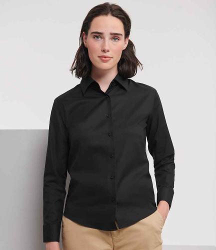 Russell Lds Oxford L/S Shirt - Black - 3XL